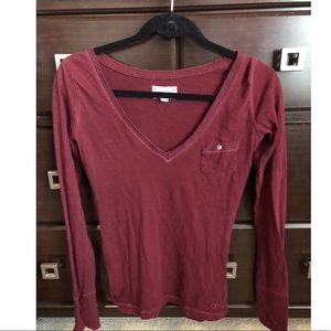 Gilly Hicks Basic Maroon V Neck